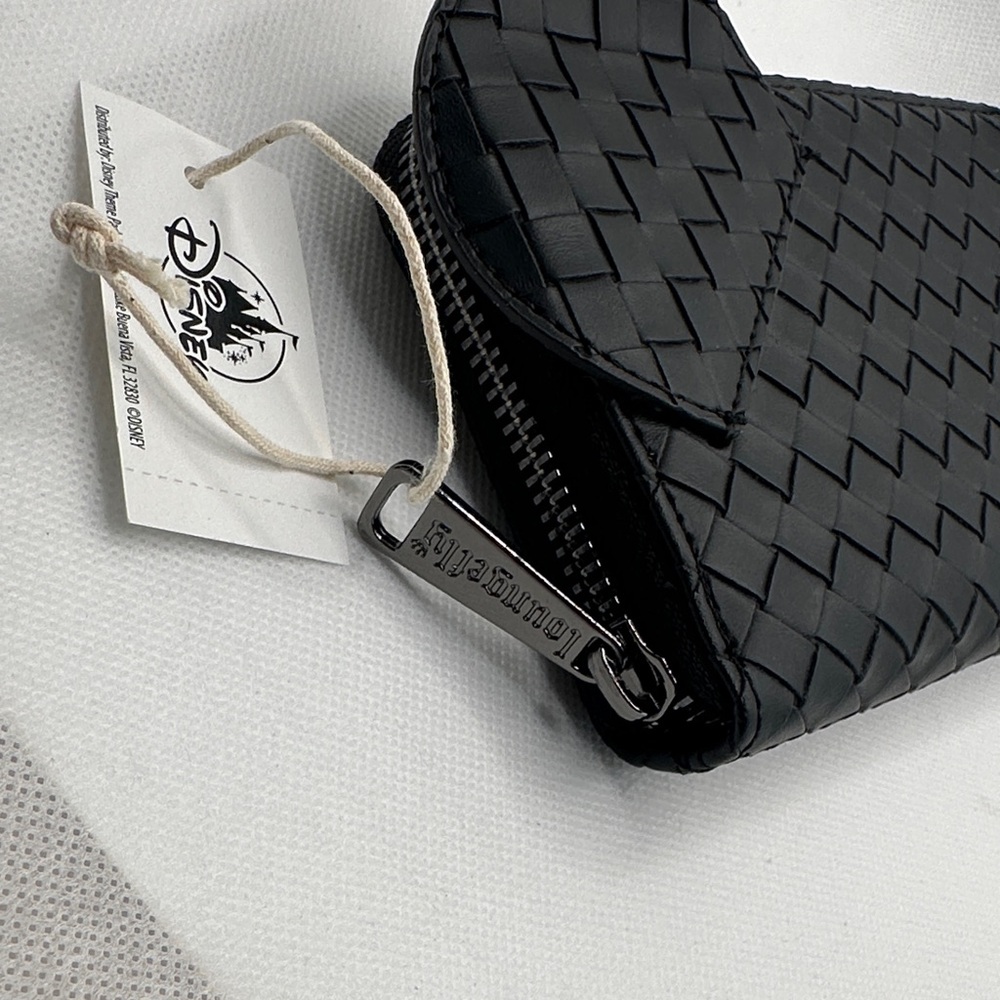 Loungefly Black Woven Zip Wallet with Disney Parks Plaque - Picture 2 of 5